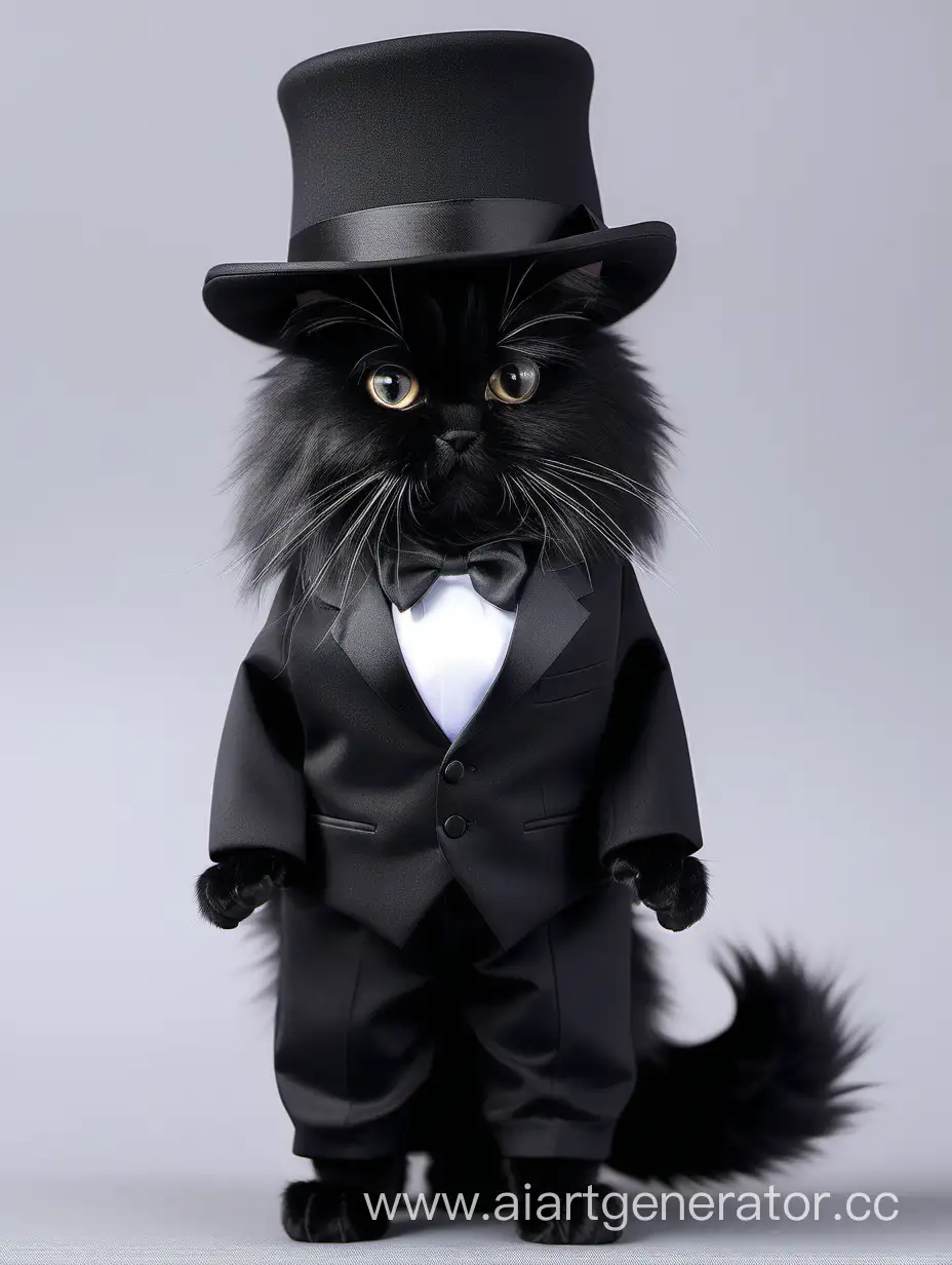 Elegant-Black-Furry-Cat-in-Tuxedo-and-Hat