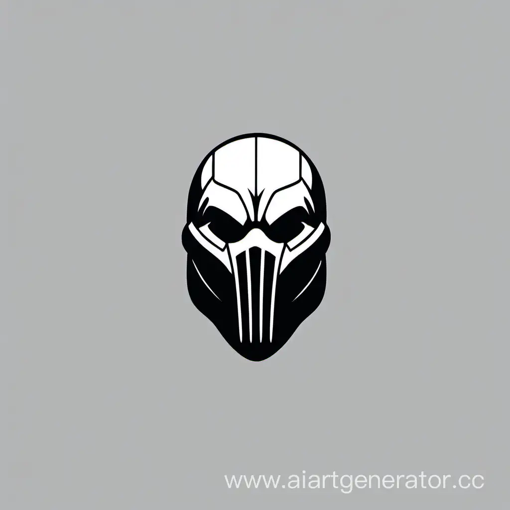 минималистичный простой монохромный логотип с изображением лица бэйна из DC COMICS в маске.