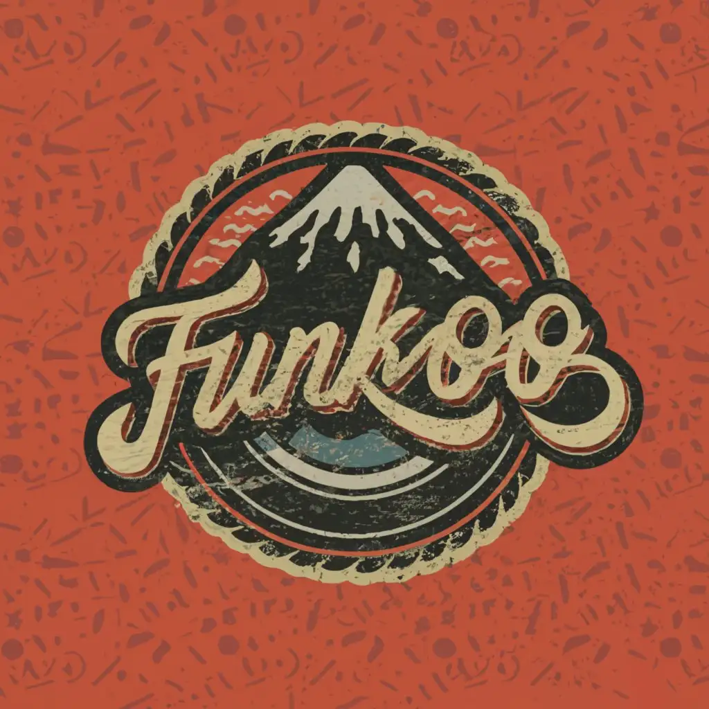 a logo design,with the text "FUNKOO", main symbol:Logo record vinyl record store Japan Japanese Fuji mount record vintage jazz funk soul,Moderate,clear background