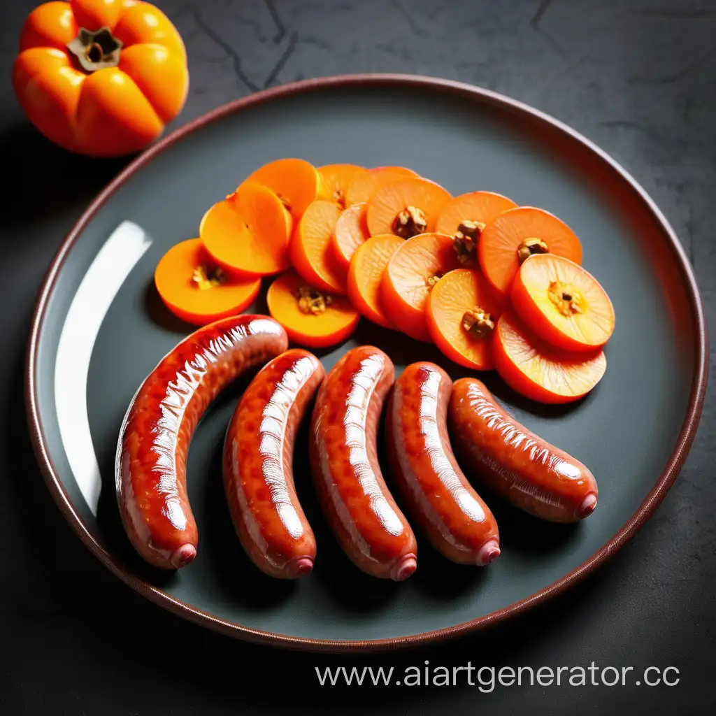 Plate-of-Savory-Sausages-and-Sweet-Persimmon-Delicious-Culinary-Presentation