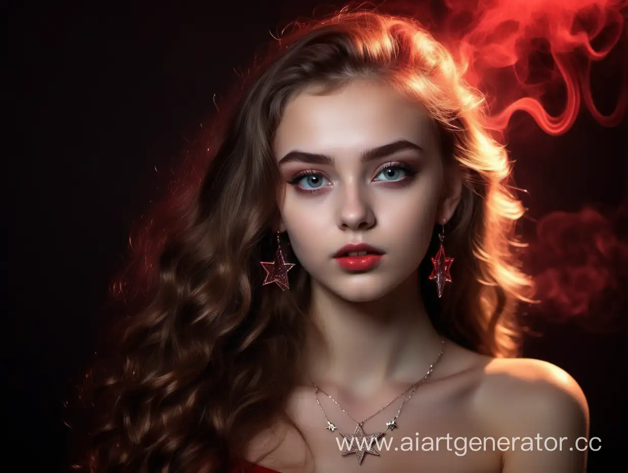 Seductive-Russian-Model-in-Red-Smoke-with-Laser-Lights