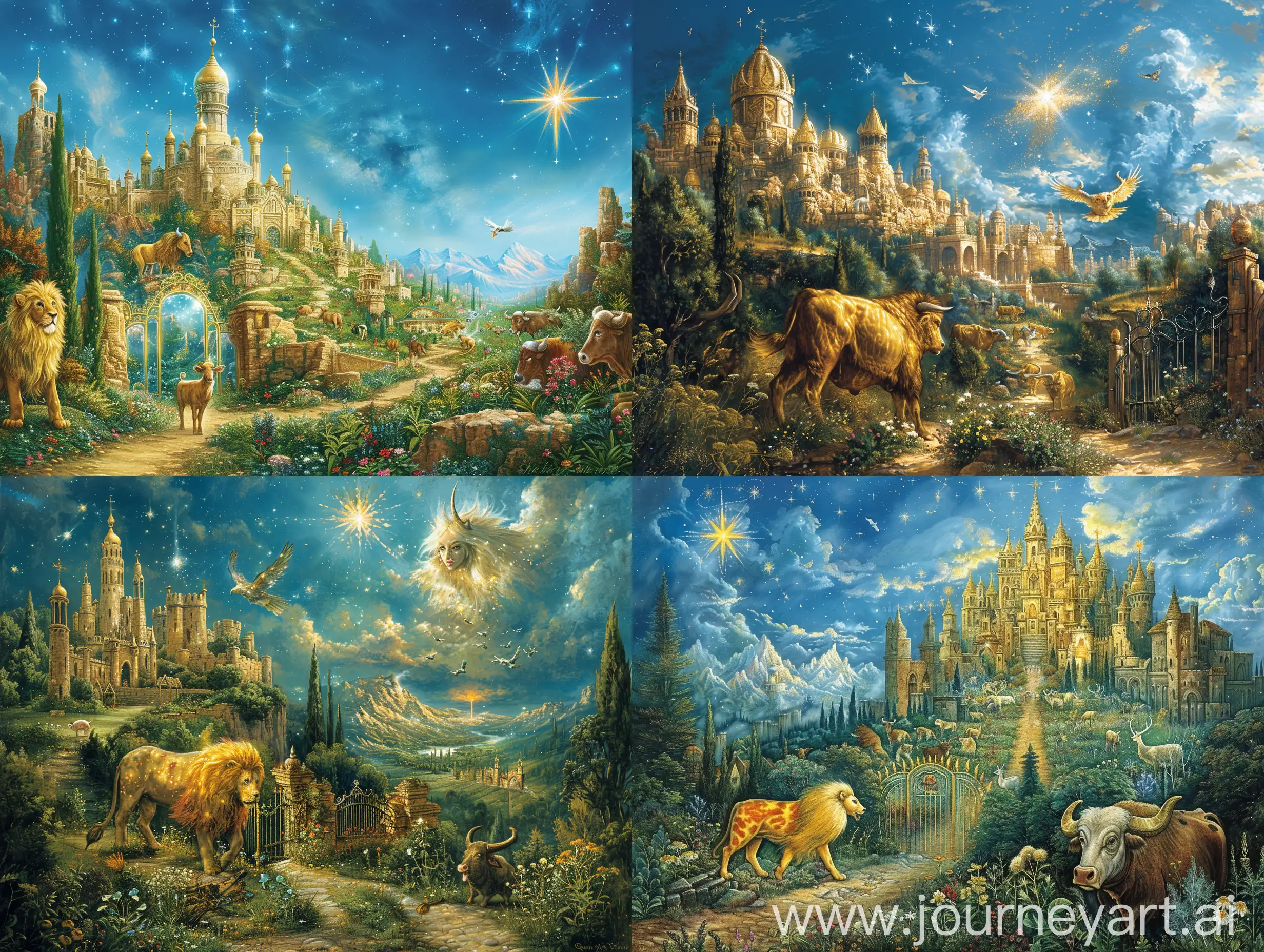 Golden-City-Skyline-with-Celestial-Beasts-and-Enchanting-Star