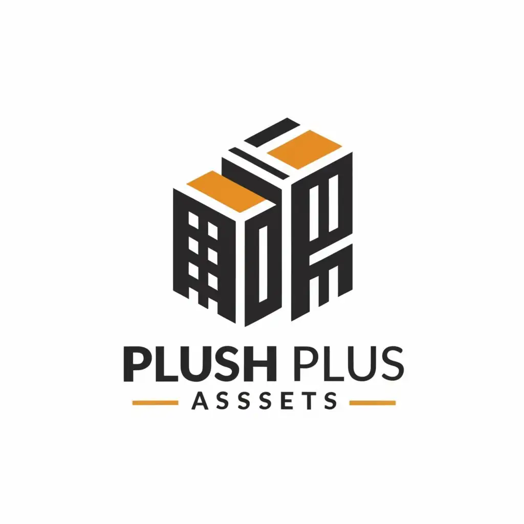 a logo design,with the text "Plush Plus Assets", main symbol:A building,Moderate,be used in Real Estate industry,clear background