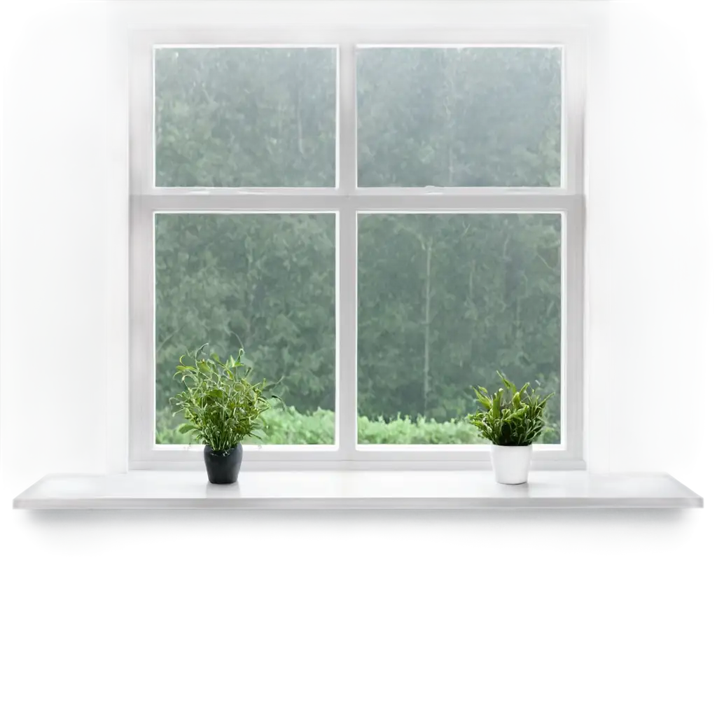a window with a window sill and a white countertop