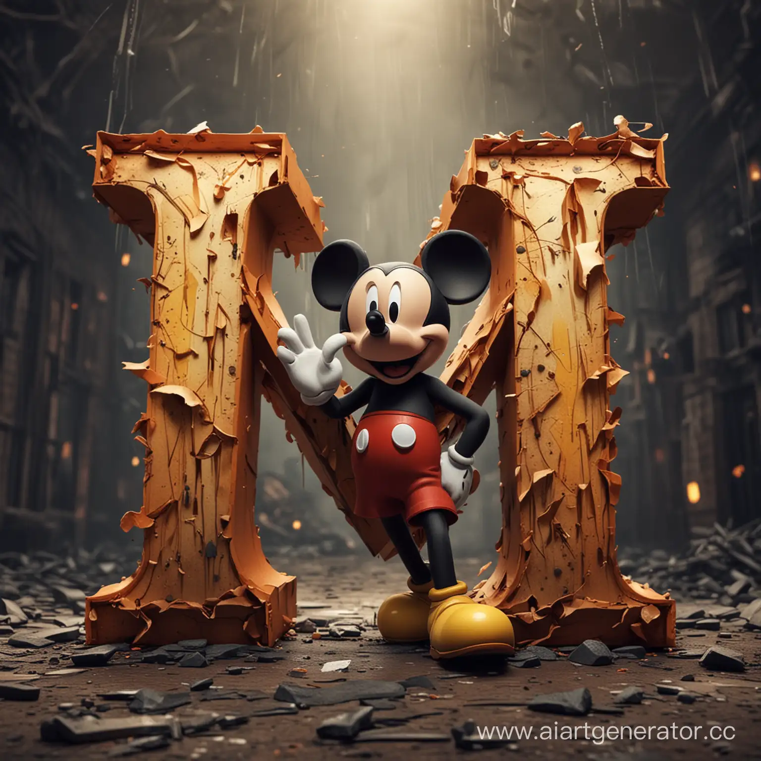 Spooky-3D-Letter-M-with-Mickey-Mouse-Silhouette