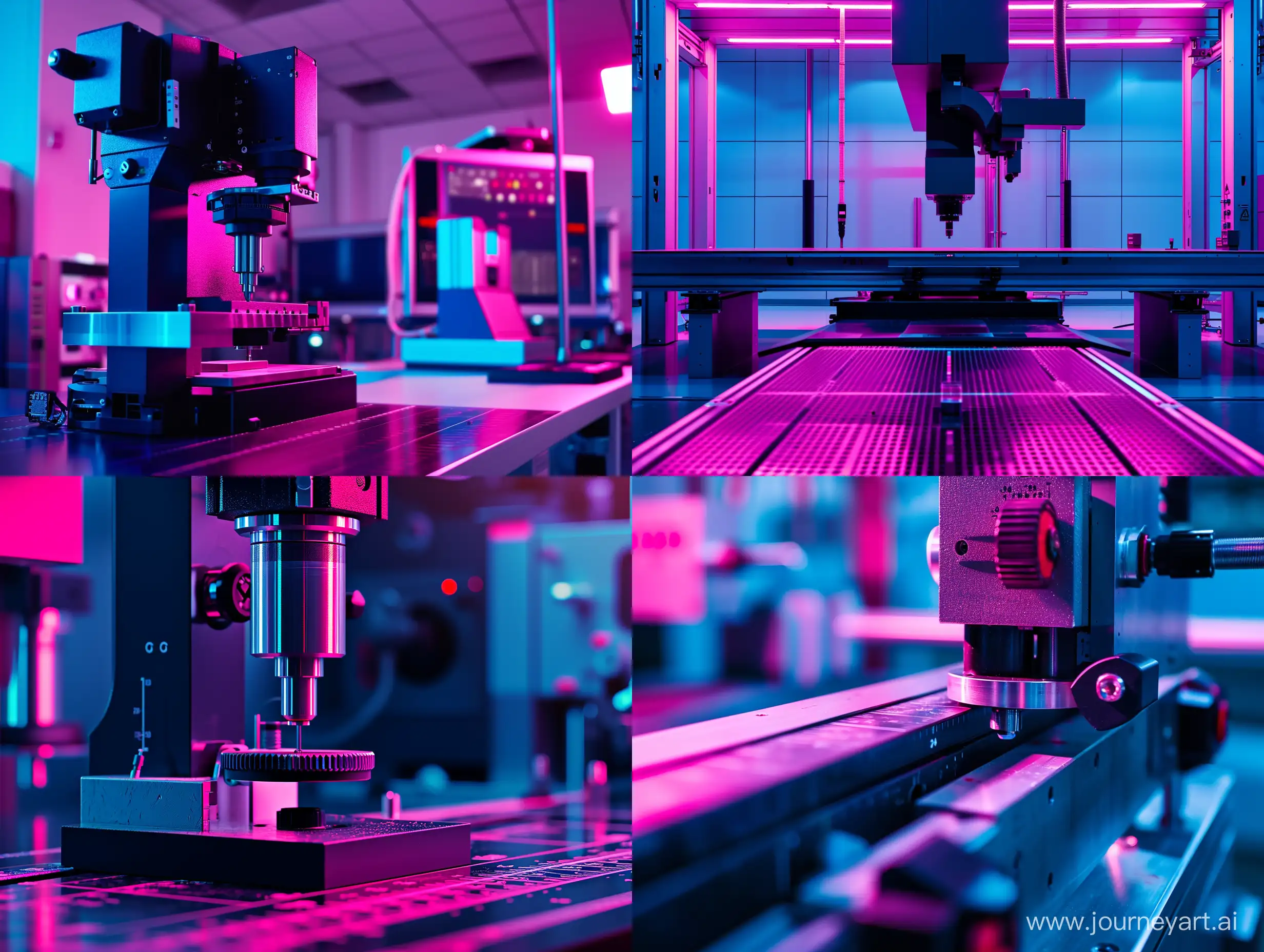 One marketing photo from the field of metrology in magenta and dark blue colors.