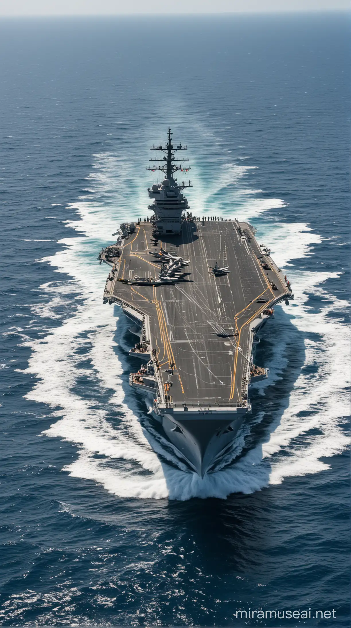 Aircraft Carrier in Ocean with Jet Flying Attraction
