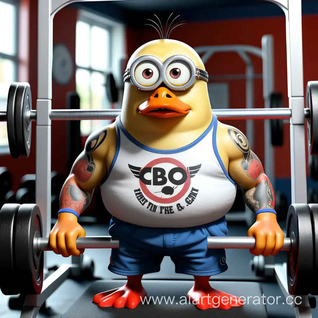 Fitness-Enthusiast-Minion-Duck-in-Colorful-Tank-Top-with-Personalized-Design