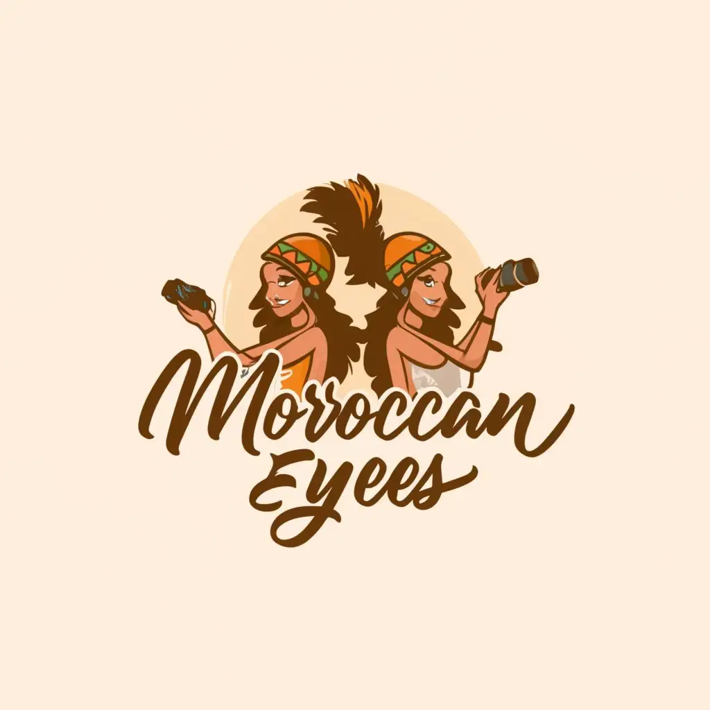 a logo design,with the text "moroccain eyes", main symbol:moroccaine girls vlogs,Moderate,be used in Travel industry,clear background