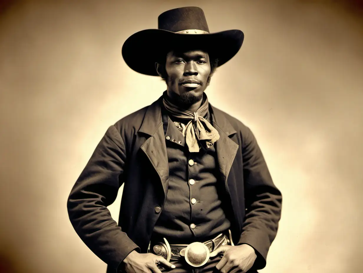 Historical Depiction of an 1870 Black Cowboy in the American West