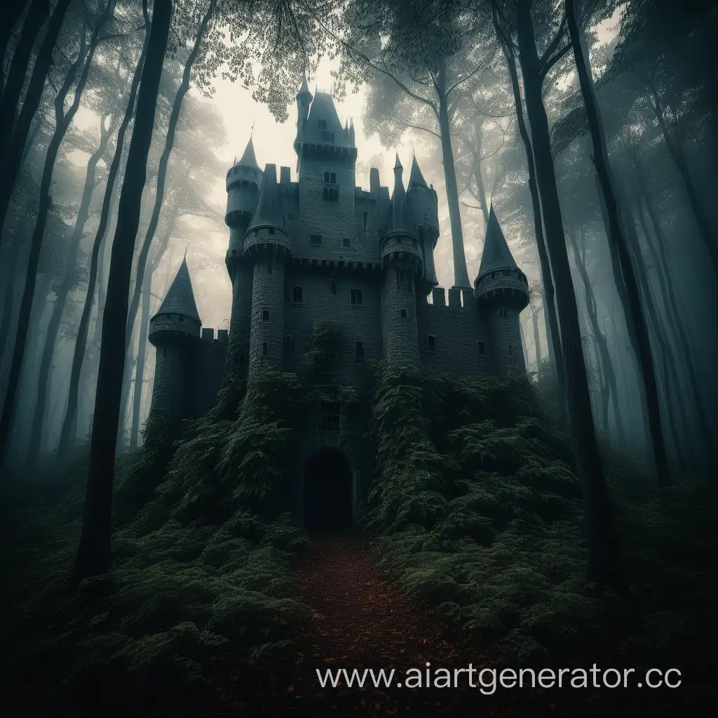 Mysterious castle in the forest
