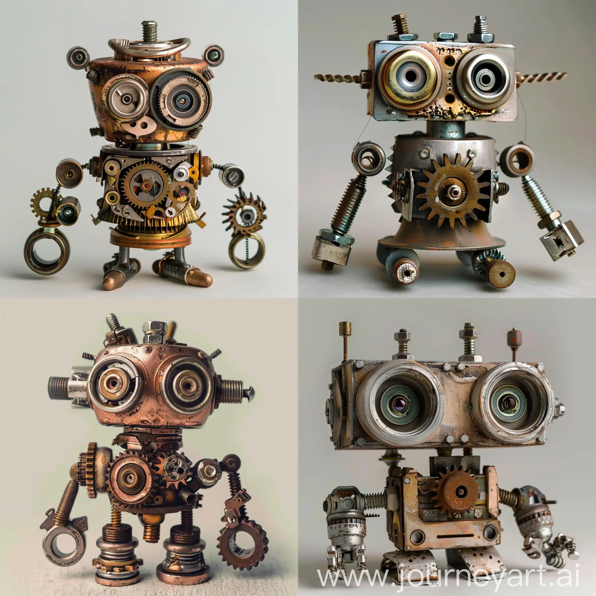 Whimsical-Small-Robot-Sculpture-Made-from-Machinery-Parts