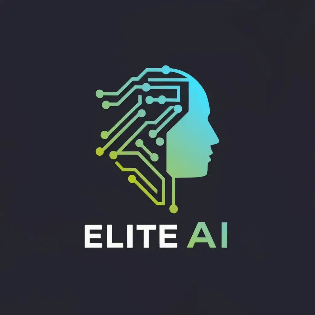 logo, head that says ai, with the text "EliteAI", typography, be used in Internet industry