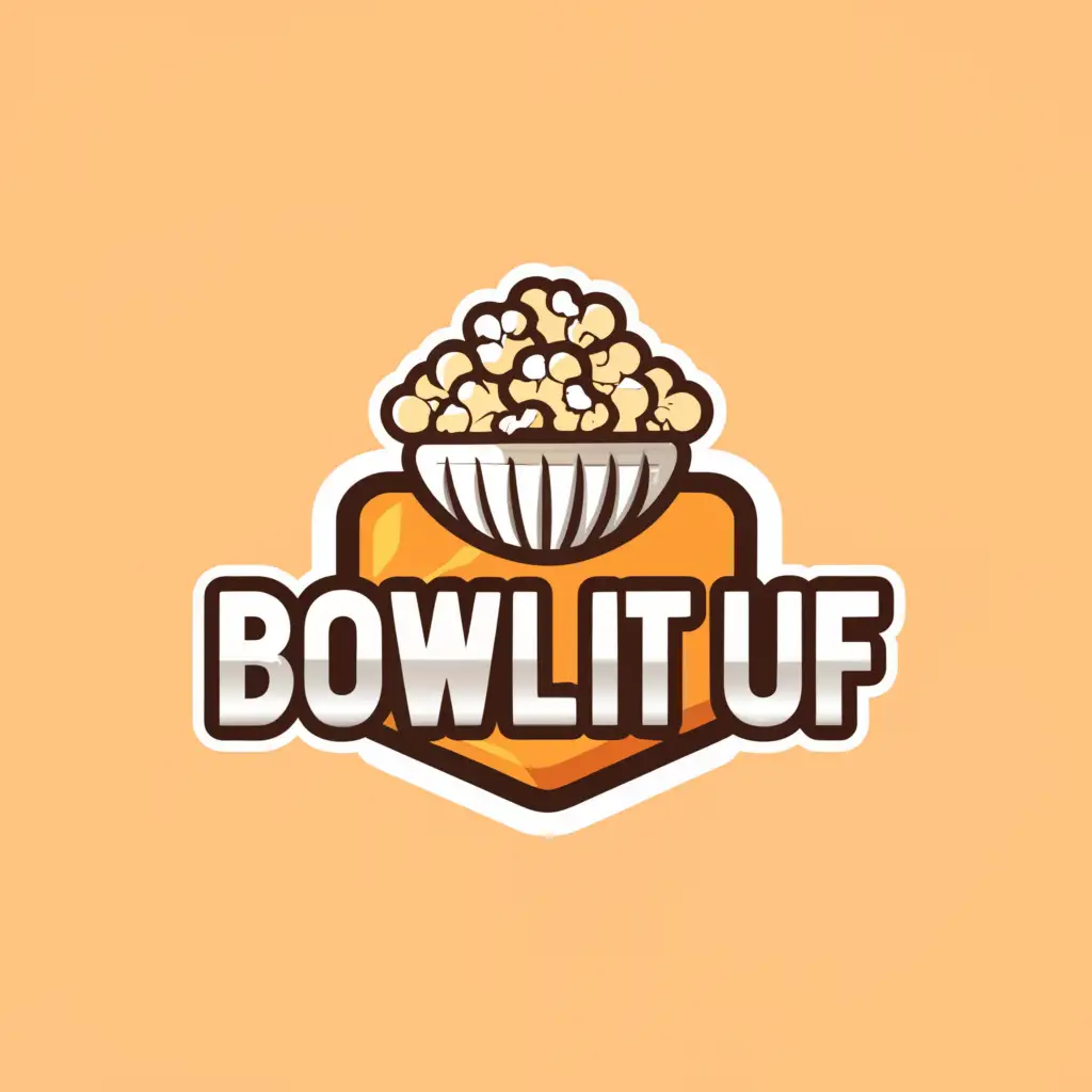 a logo design,with the text "Bowl it UF", main symbol:Fancy bowl for popcorn lovers (make a fancy bowl) that filtrate away the kernels, make a filter system at the bottom of the bowl,Moderate,be used in Home Family industry,clear background