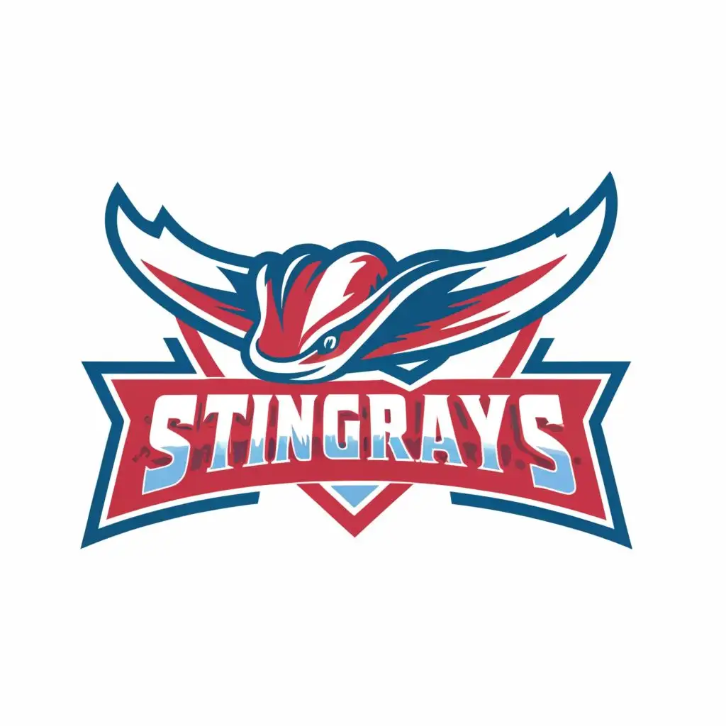a logo design,with the text "Stingrays", main symbol:sting ray, red and blue, to be used for swimming team,Moderate,be used in Sports Fitness industry,clear background