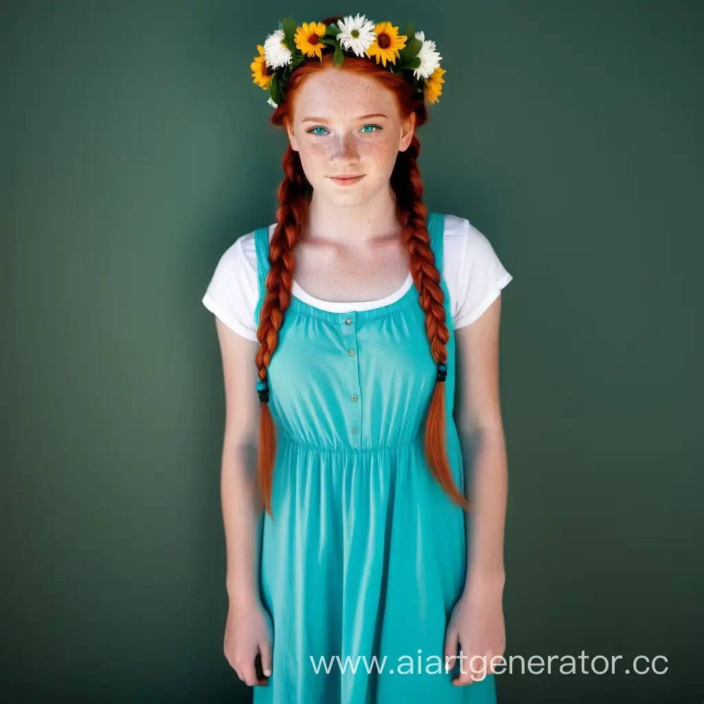 RedHaired-Teenage-Girl-with-Freckles-and-Wreath-in-Turquoise-Sundress