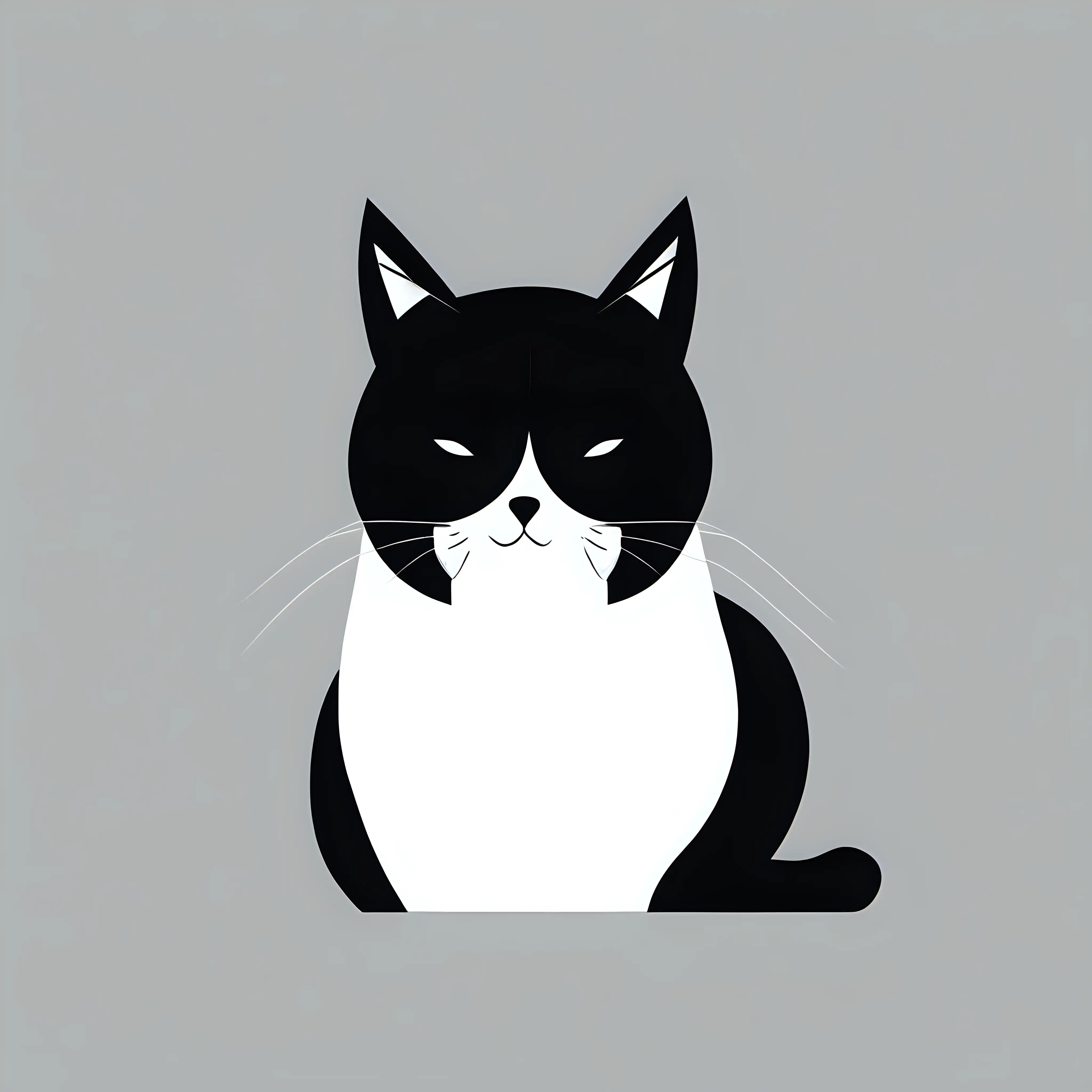 Trendy Minimalist Black and White Cat Art