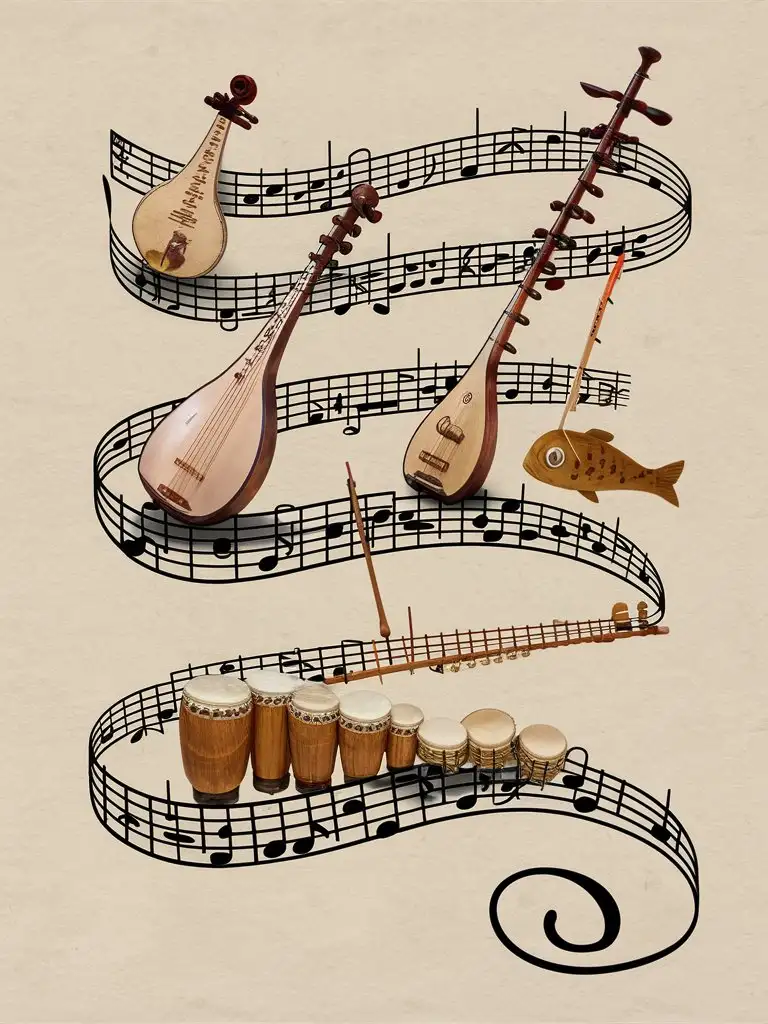 Musical-Instruments-Creating-Winding-Staff-Pattern-at-Horizon