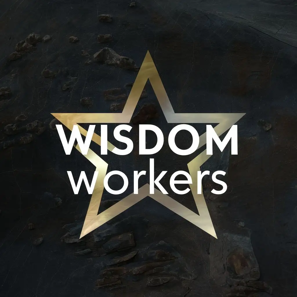 logo, gold star, with the text "Wisdom Workers", typography, be used in Nonprofit industry