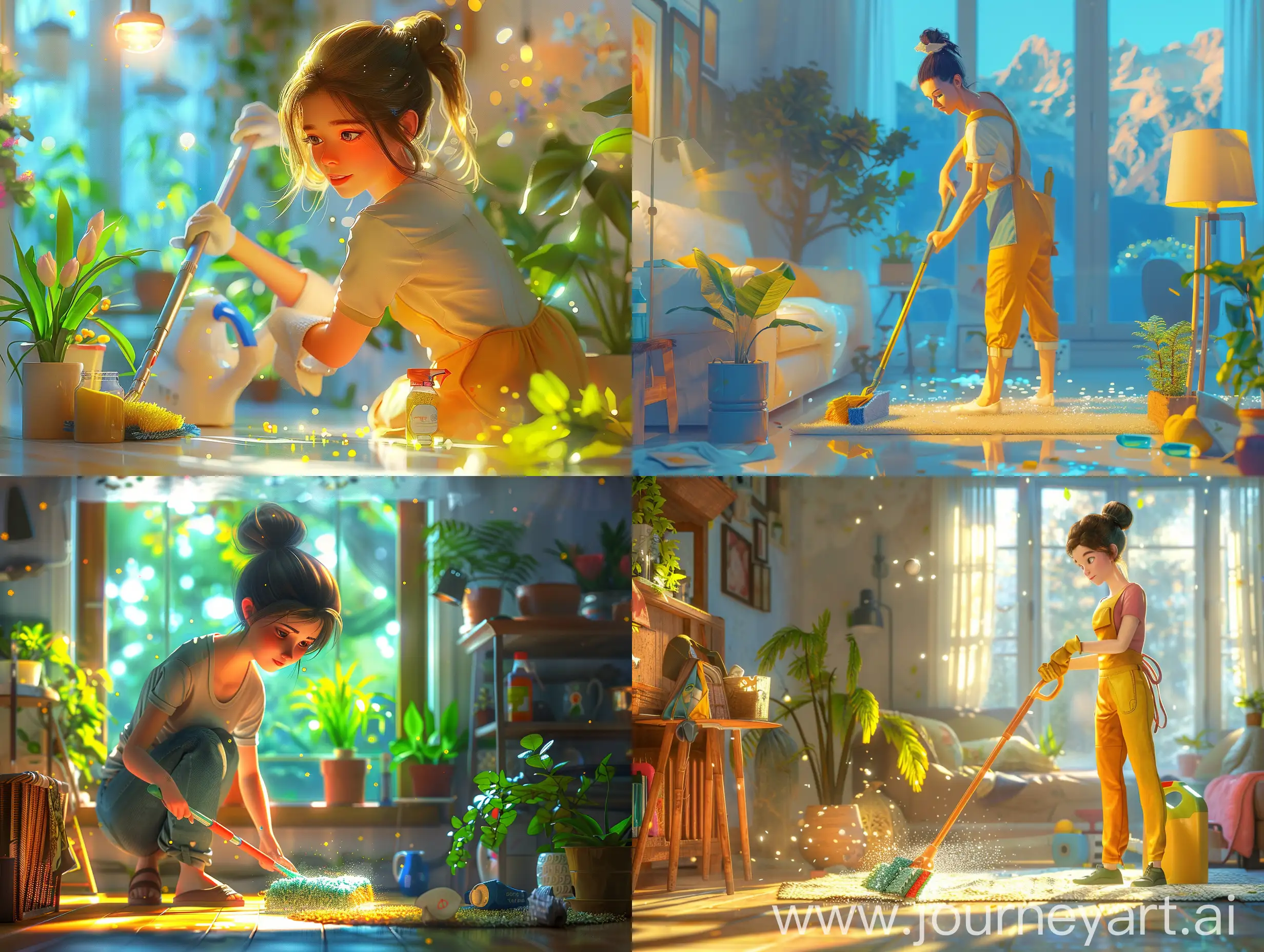 Professional-Cleaner-in-Bright-Cozy-Room-Hyper-Realistic-Cleaning-Scene-with-Glitter-and-Vivid-Lighting