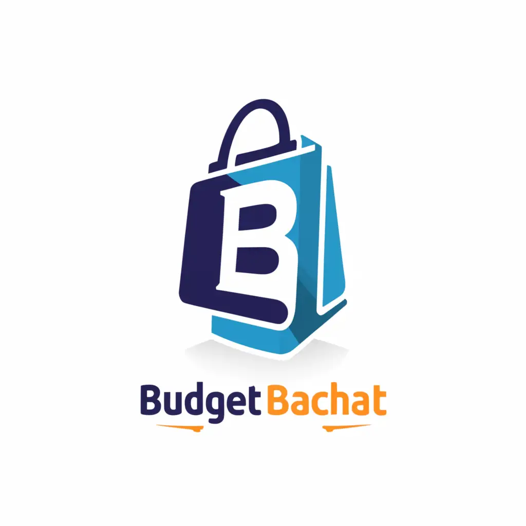a logo design,with the text "BUDGET BACHAT", main symbol:B is shopping bag,Moderate,be used in Retail industry,clear background