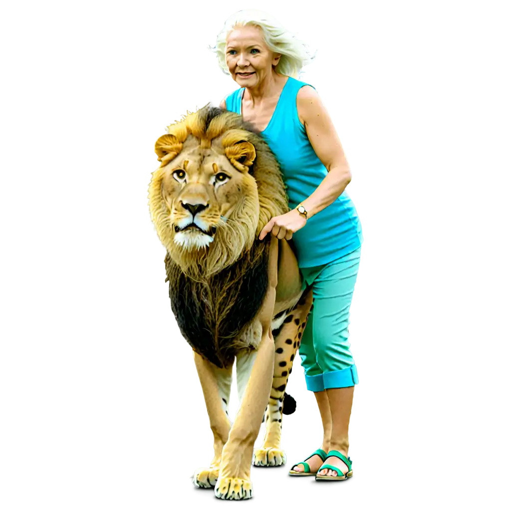 Old-Women-in-the-Jungle-with-a-Lion-Stunning-PNG-Image-Illustrating-the-Serenity-and-Majesty-of-Nature