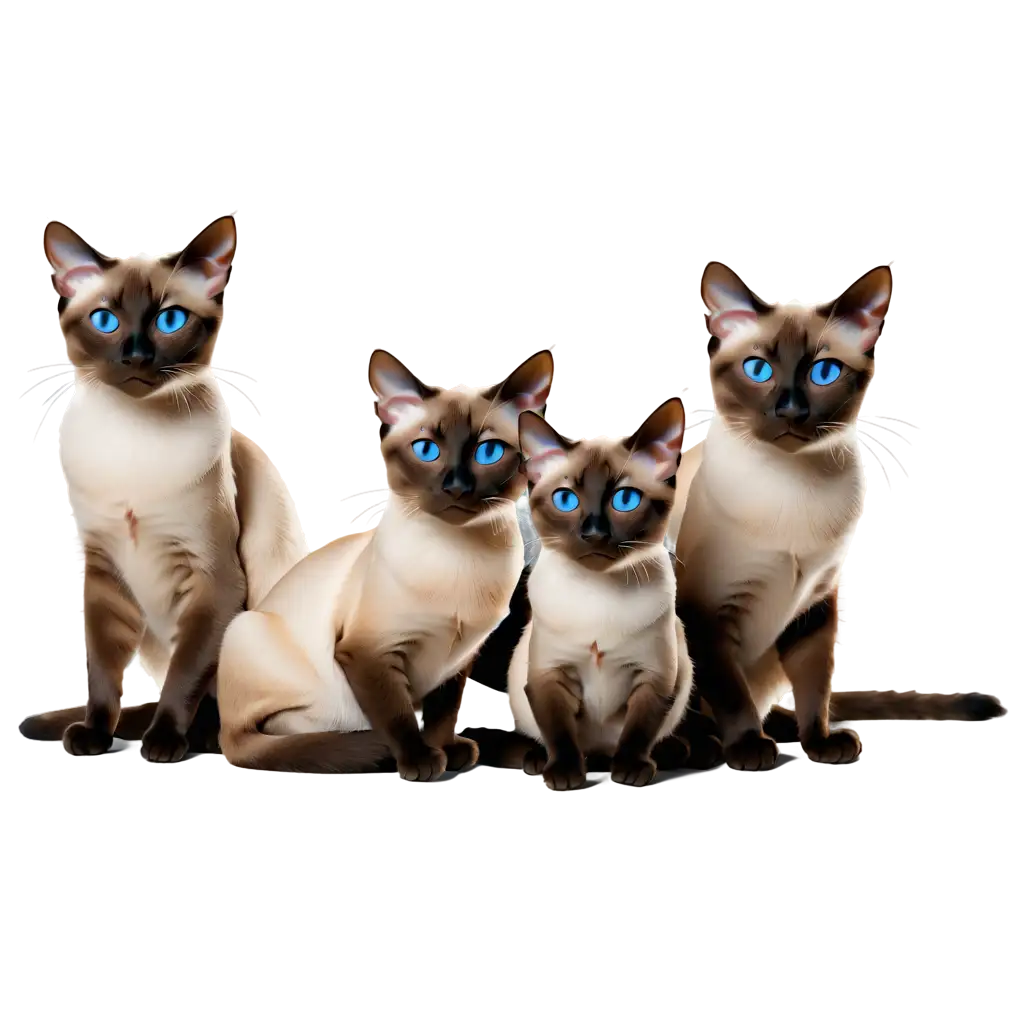 Exquisite-Family-of-Siamese-Cats-Stunning-PNG-Image-to-Enliven-Your-Content