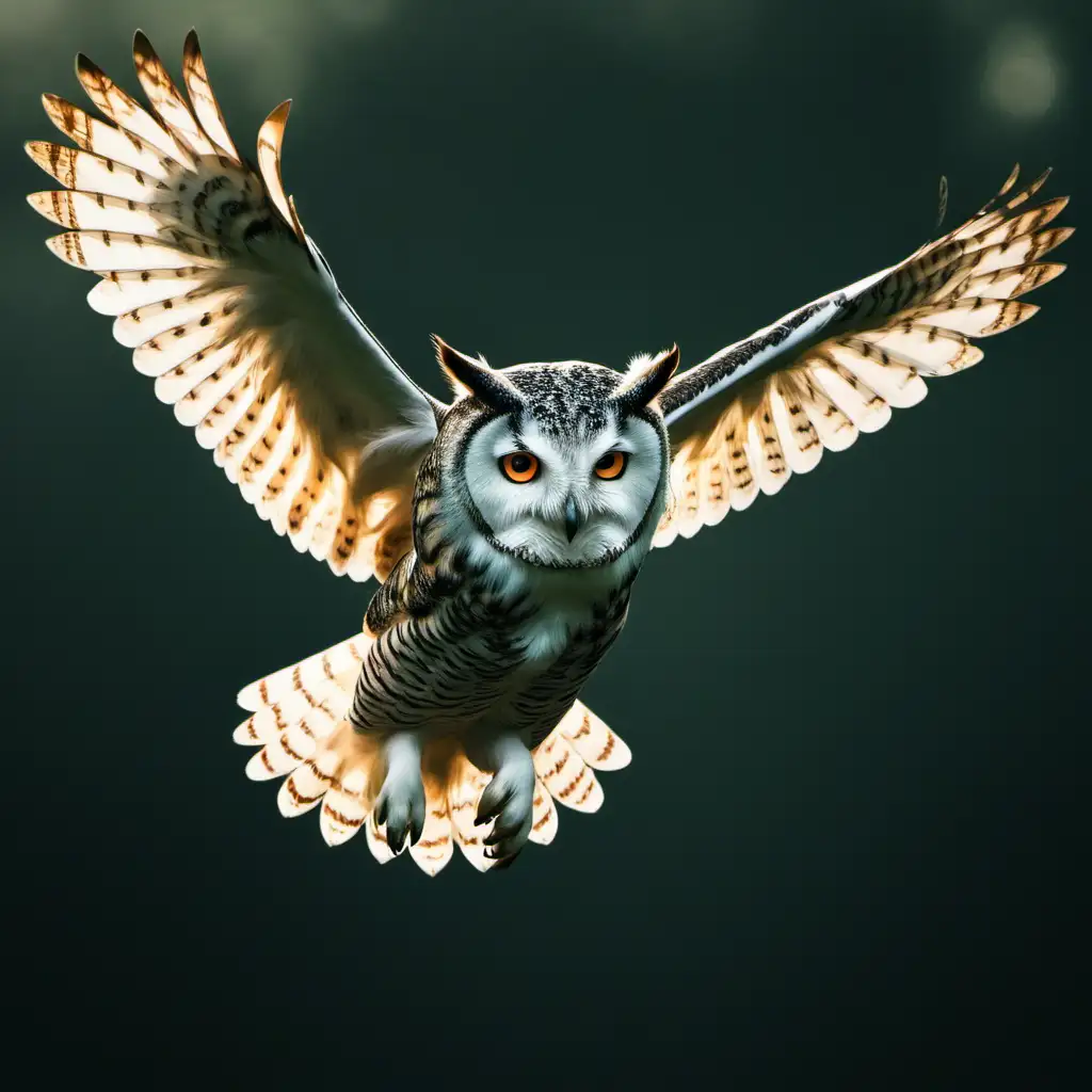 Majestic Owl Soaring Through Moonlit Forest