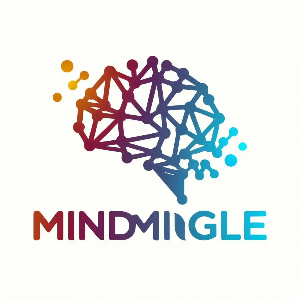 logo, brain, with the text "mindmingle", typography