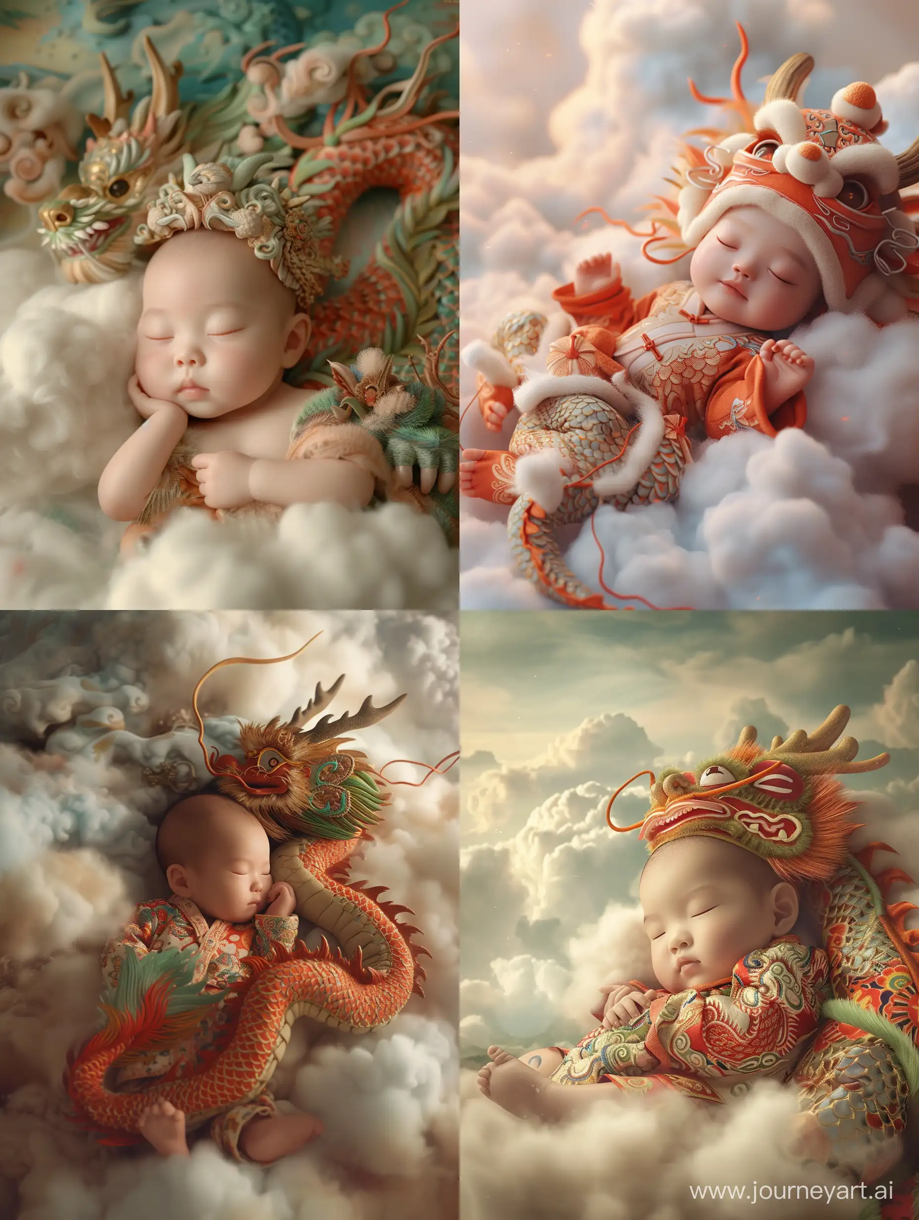 Adorable-Chinese-Dragon-Baby-and-Infant-Snuggle-in-Heavenly-Sleep