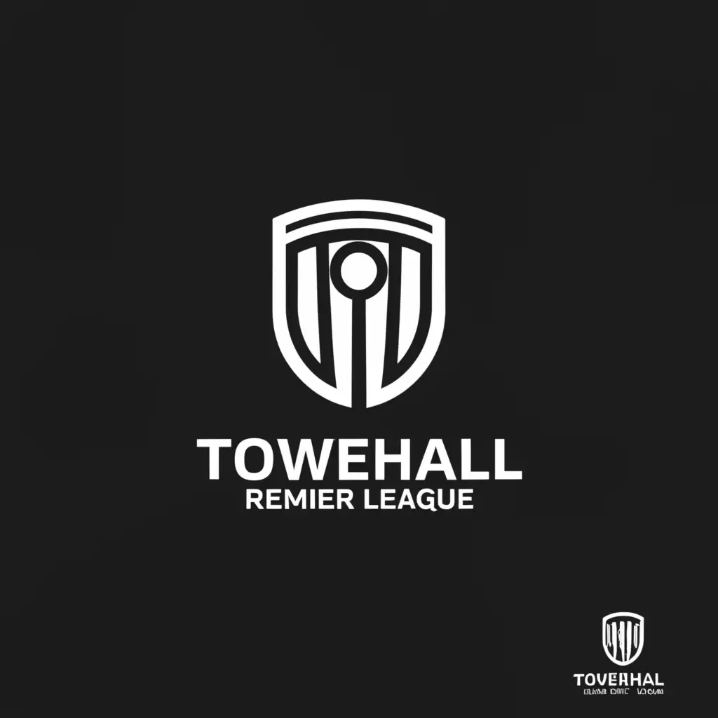 a logo design,with the text "TOWERHALL PREMIER LEAGUE", main symbol:Cricket ball. cricket bat, cricket stumps, India, Energy black and white, minimal, modern and attractive,Moderate,be used in Entertainment industry,clear background