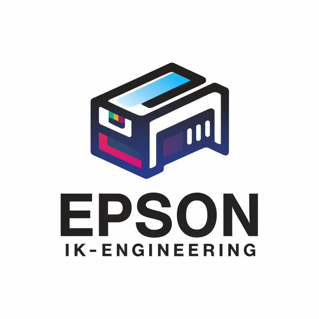 a logo design,with the text "EPSON
IK-Engineering", main symbol:Mini Printer,Moderate,be used in Technology industry,clear background