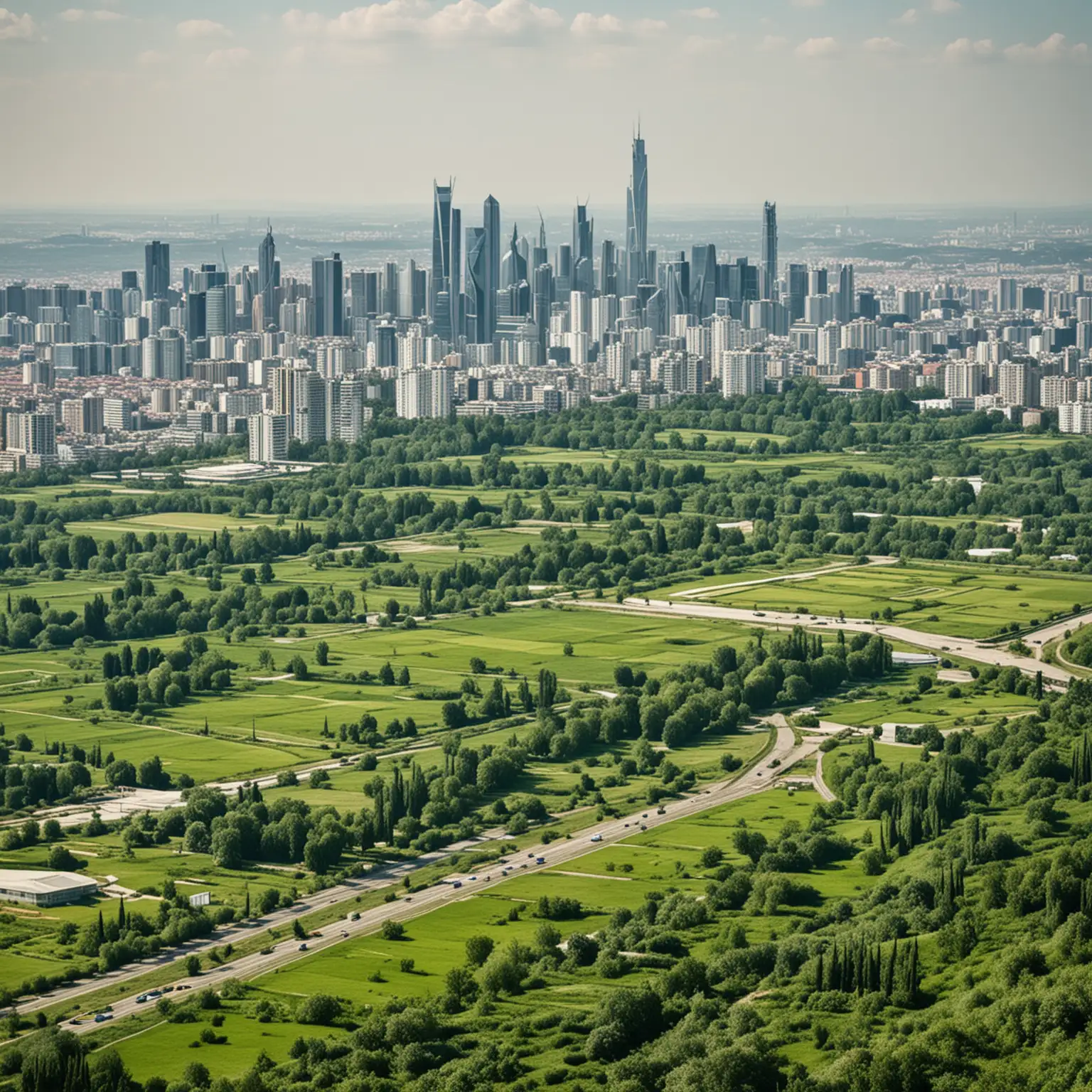 a very green landscape, with very modern cities