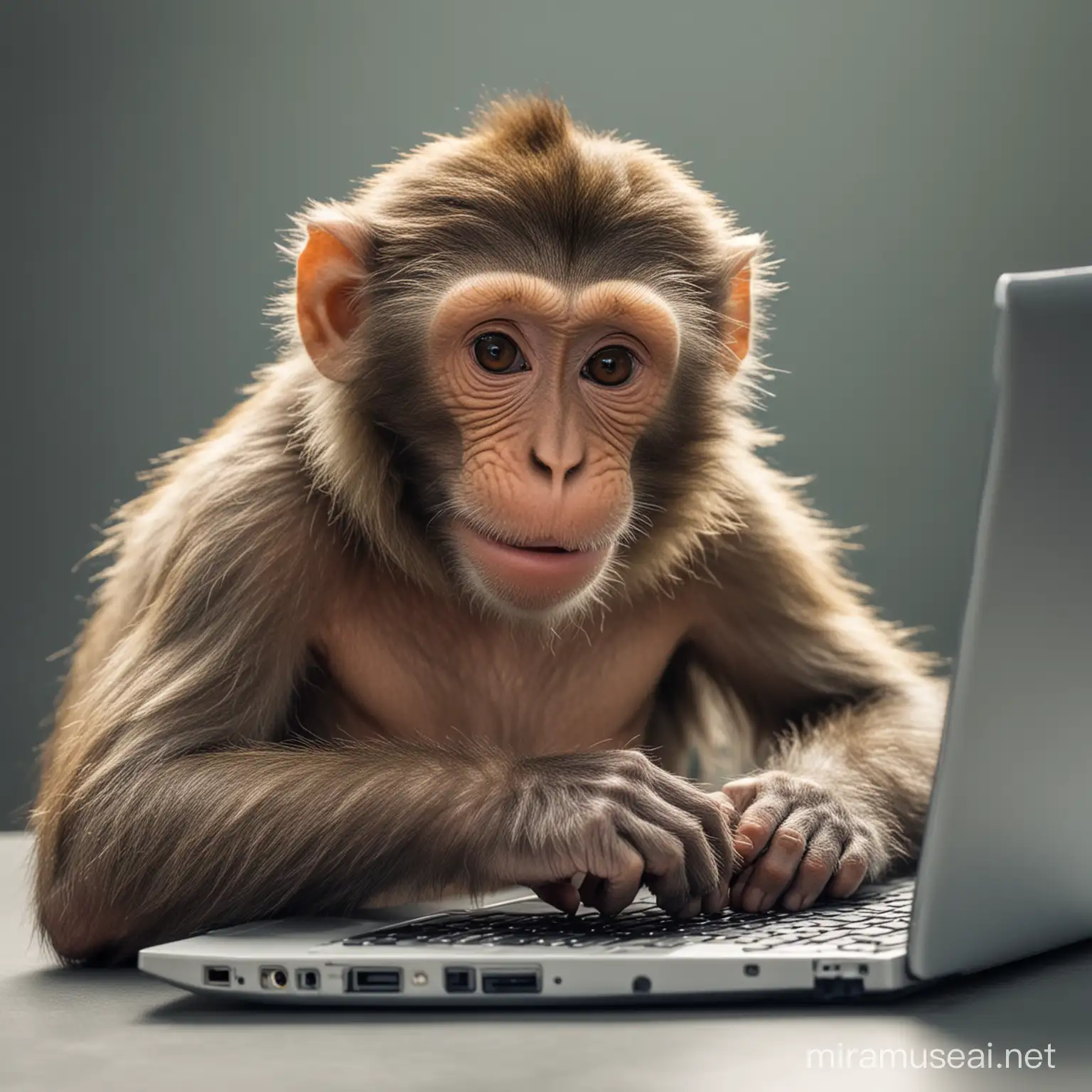 Monkey Using Laptop for Coding