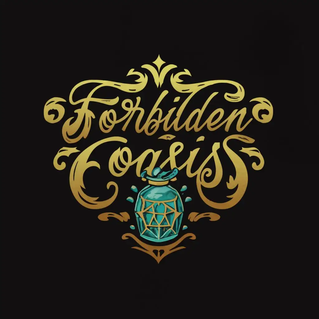 a logo design,with the text "Forbidden Oasis", main symbol:Drink,complex,clear background