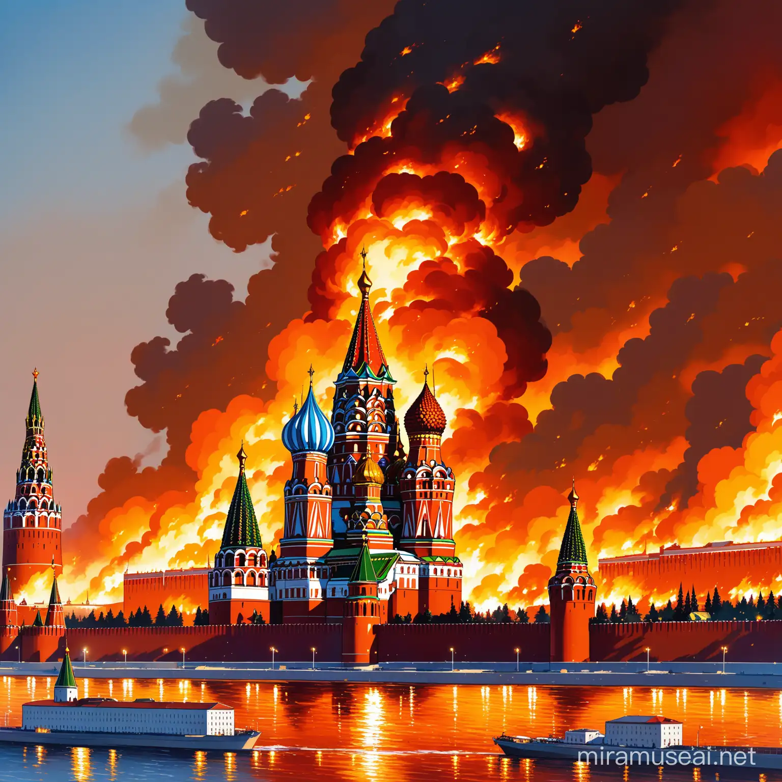 Historic Kremlin Illuminated by Blazing Sunset