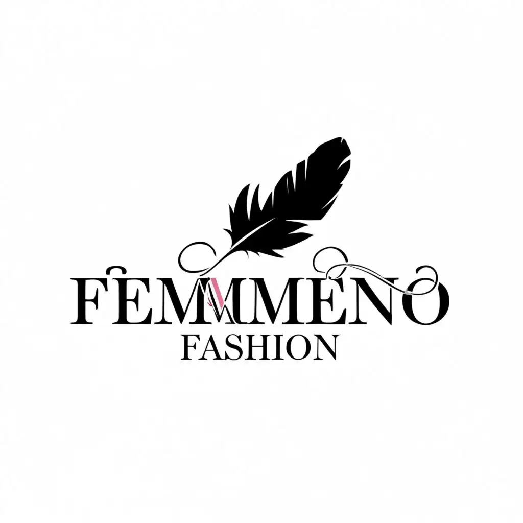 LOGO-Design-for-Femmeno-Fashion-Elegant-Typography-with-Real-Feather-Accent