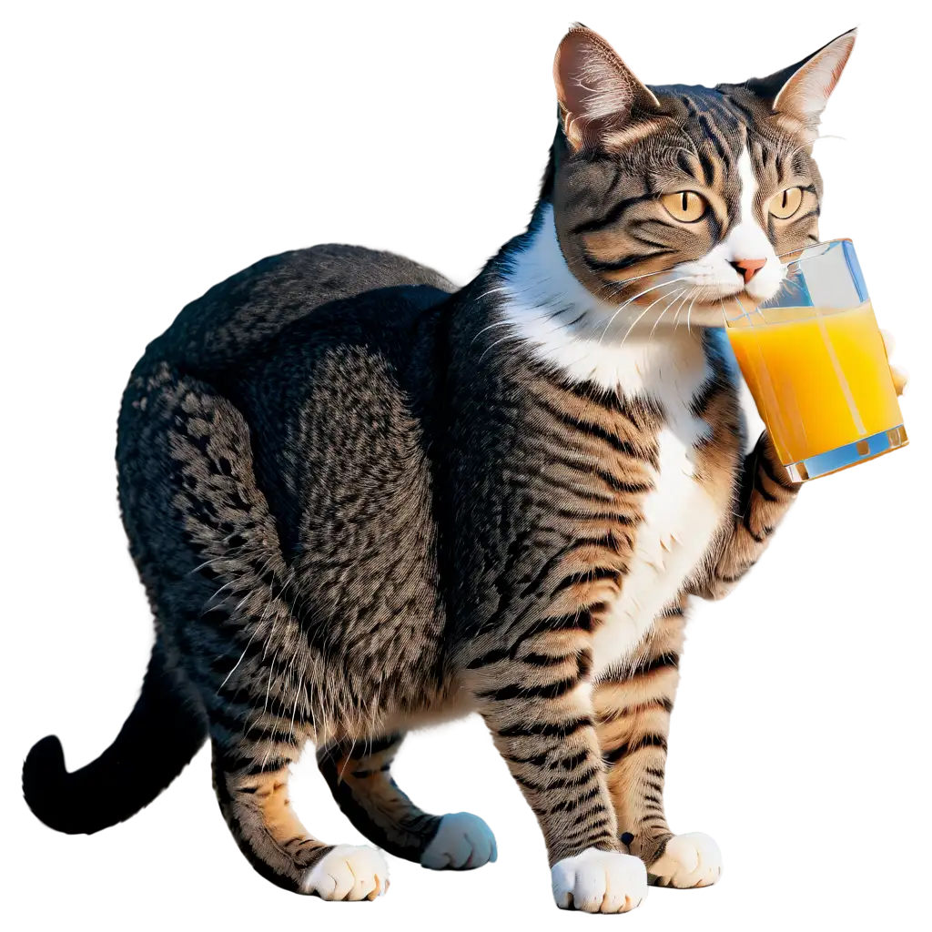 Adorable-PNG-Image-Cat-Drinking-Juice-Enhance-Your-Content-with-HighQuality-Visuals
