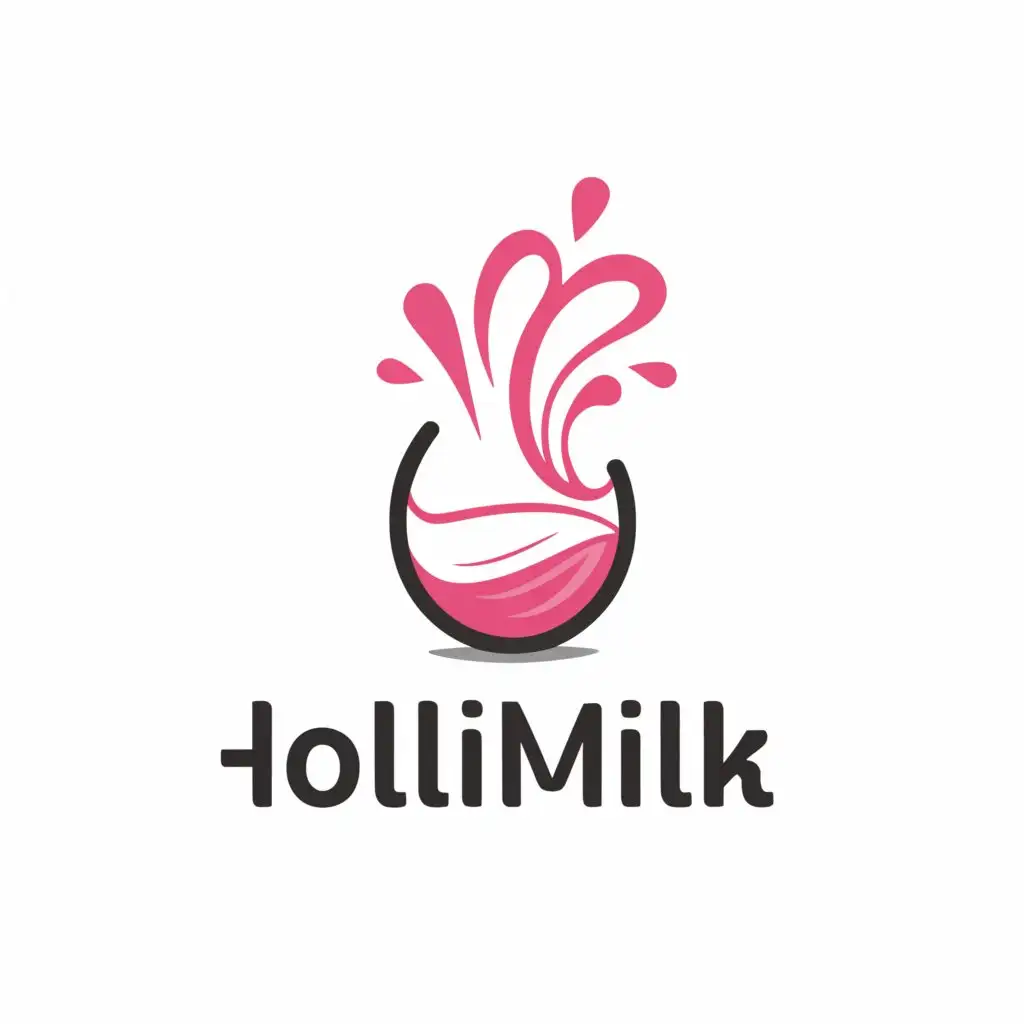 a logo design,with the text "HoliMilk", main symbol:Glass of milk in magenta color,Moderate,clear background