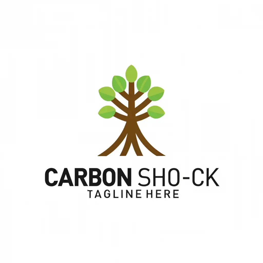 a logo design,with the text "Carbon shock", main symbol:tree and exclamation point,Moderate,be used in Technology industry,clear background
