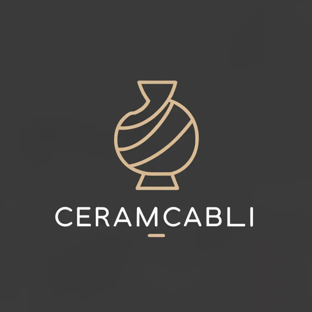 a logo design,with the text "CeramicAbili", main symbol:generate a logo representing an abstract shape reminiscent of the silhouette of a ceramic artifact. The elegant lines and the sea,Minimalistic,be used in Nonprofit industry,clear background