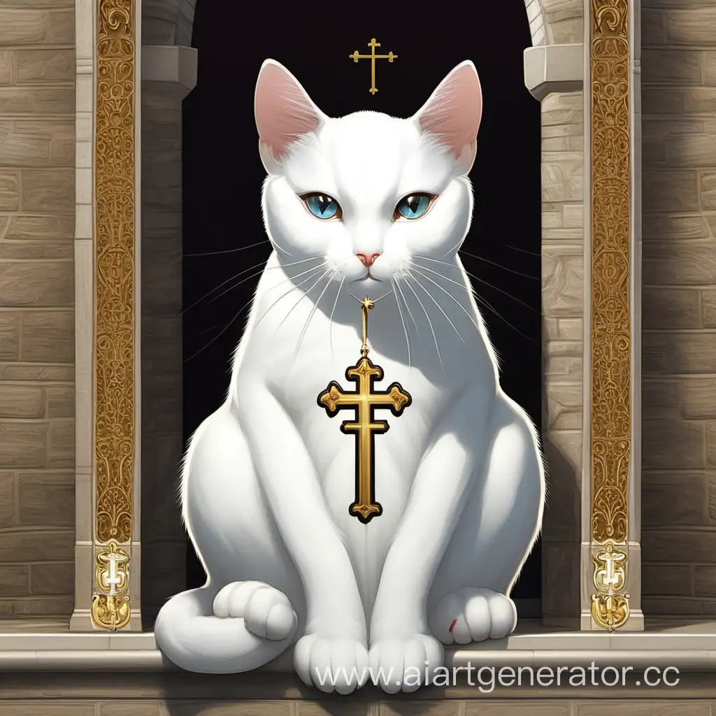 Serene-White-Cat-in-Cathedral-Setting