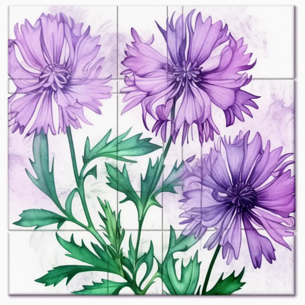 Pastel Watercolor Lilac Tasselflower Clipart in Andy Warhol Style