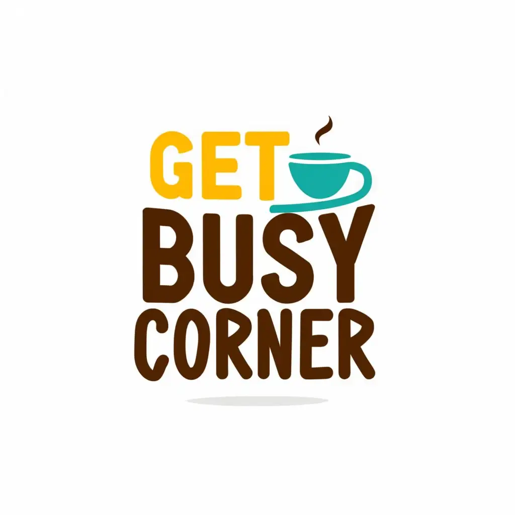 a logo design,with the text "Get Busy Corner", main symbol:Juice and Coffee,complex,be used in Restaurant industry,clear background