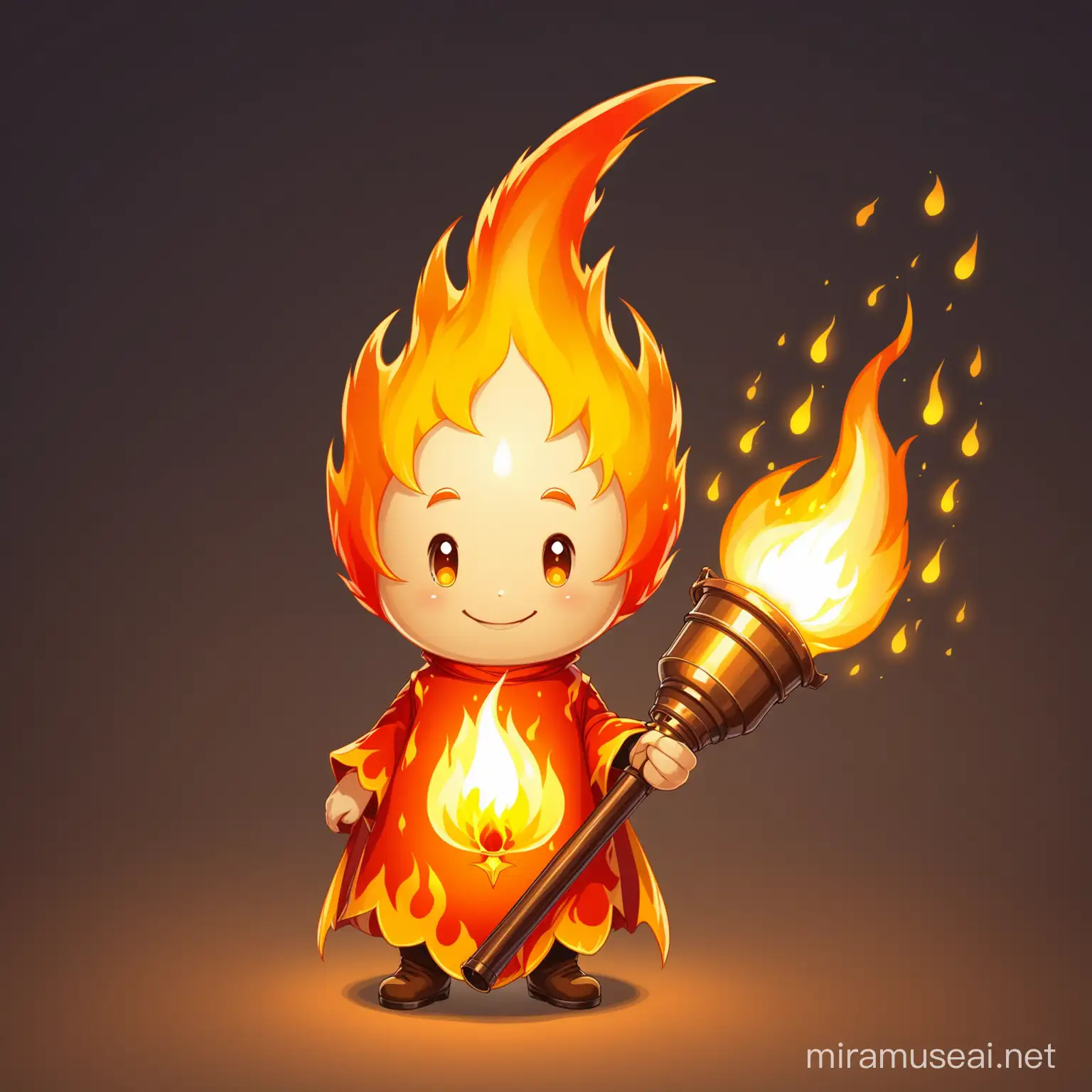 Joyful Torch Costume Happy Flame Character Smiling