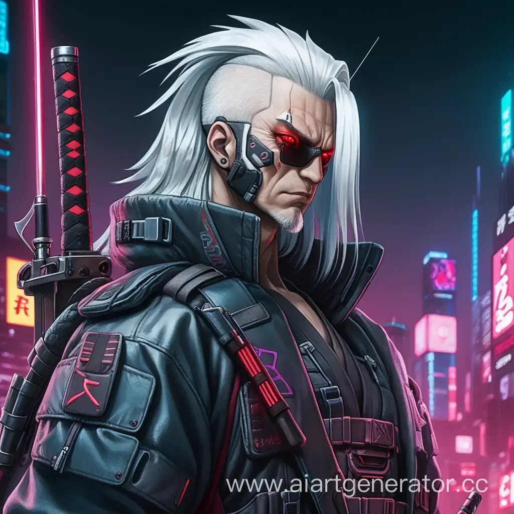 Futuristic-Cyberpunk-Warrior-with-White-Hair-and-Red-Eyes-Carrying-a-Katana