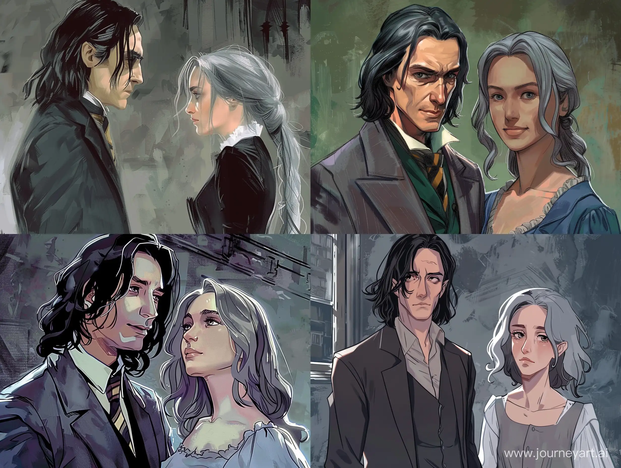 Severus-Snape-and-GrayHaired-Woman-in-Classic-Suit-Artistic-Portrait-by-Jenny-Frison