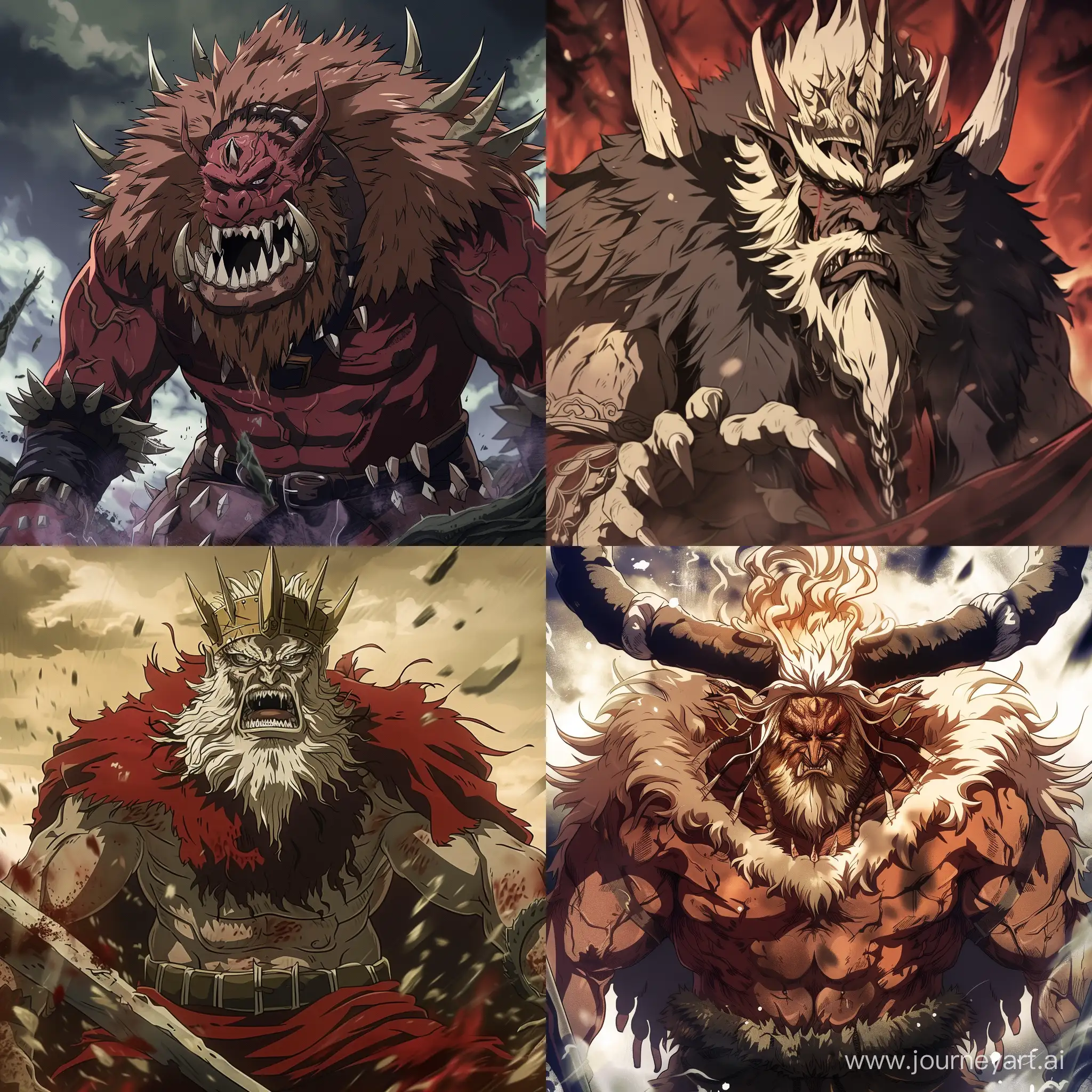 An anime style terrifying and powerful king of ogres.