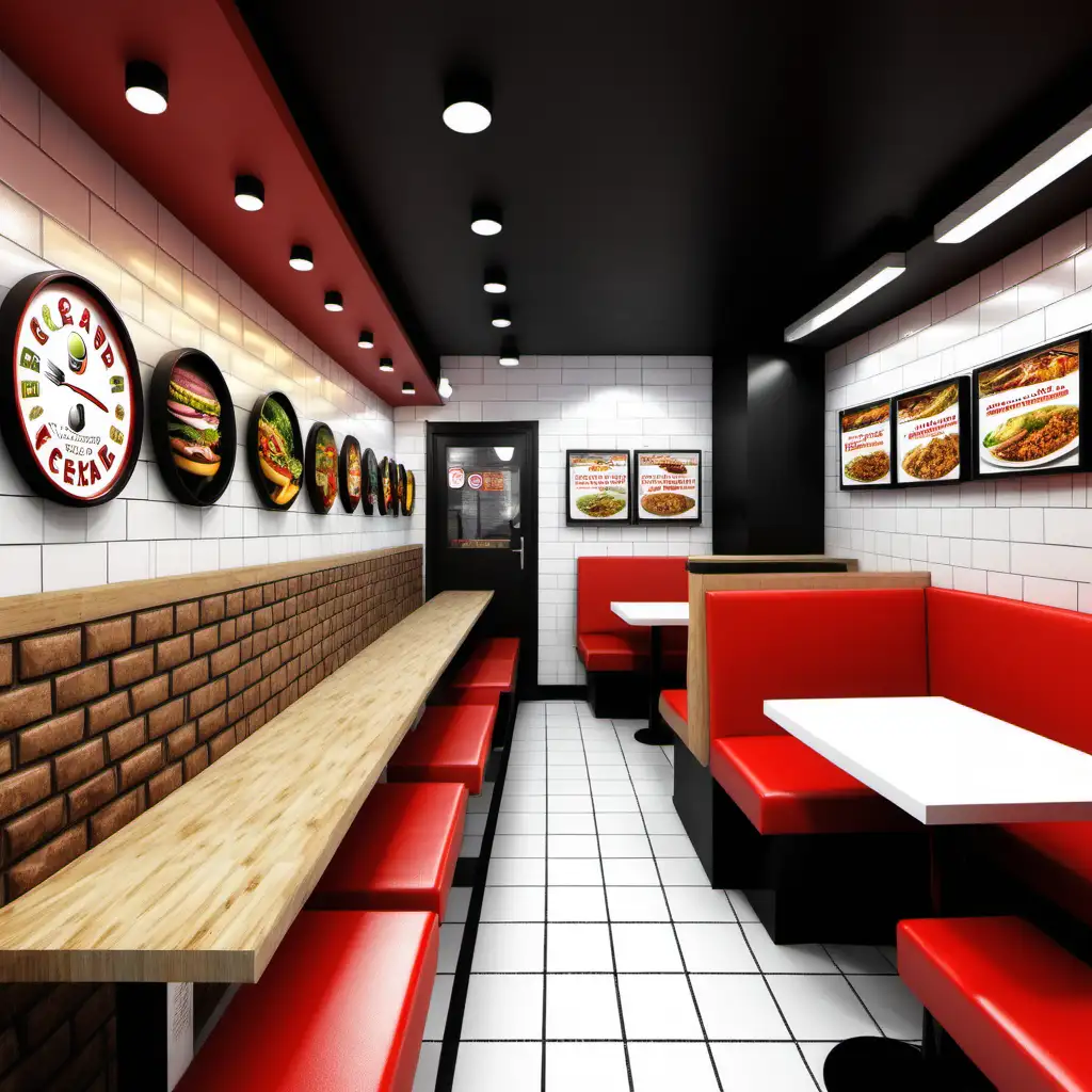 Vibrant Kebab Shop Interior with Ample Seating