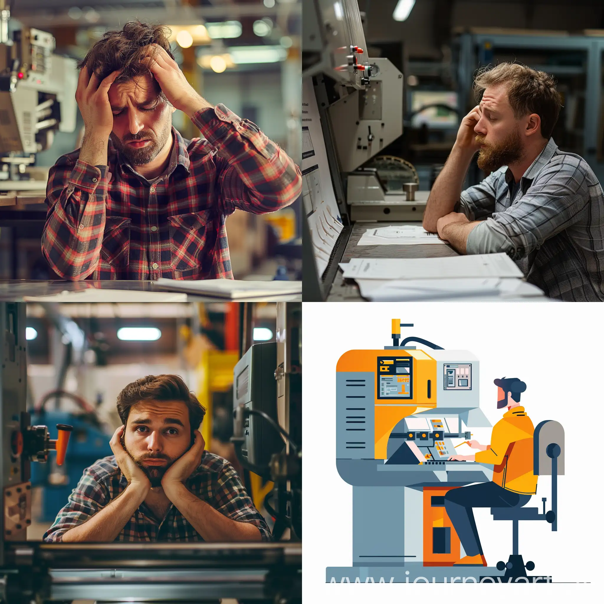 Stressed-Man-Operating-Production-Machinery